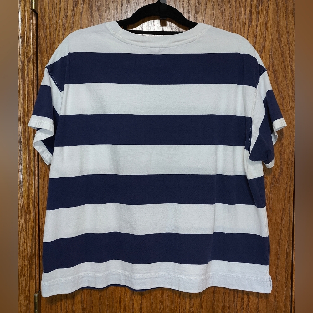 Women's Old Navy Blue & White Striped Tee Shirt Top, XL - Picture 2 of 3
